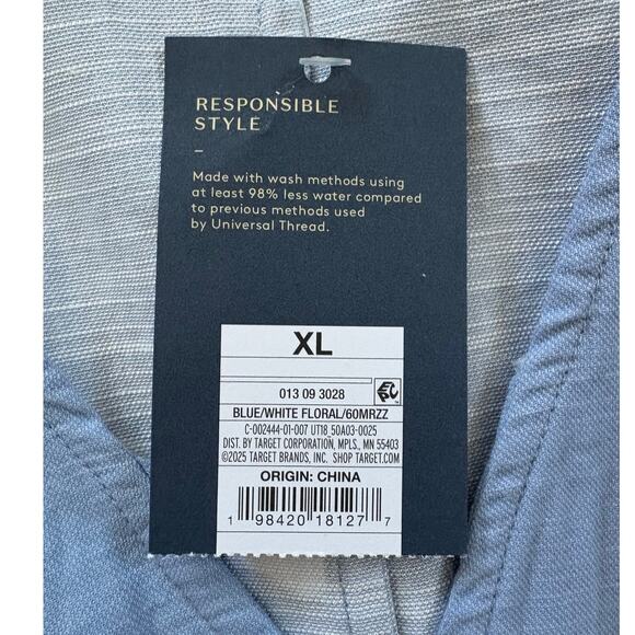 New Universal Thread Women's Blue and White Floral Button-Front Mini Sundress XL - Picture 6 of 7